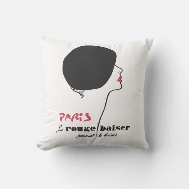 Paris - Le Rouge Baiser (The Red Kiss) Throw Pillow (Front)