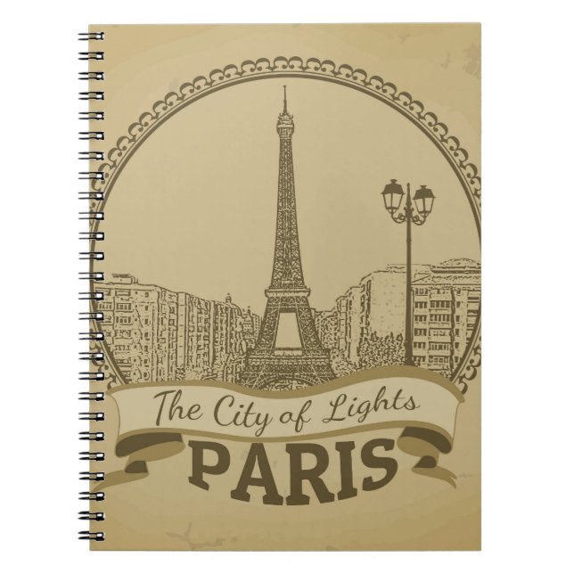 Paris Lights: Vintage Landscape Postcard Notebook (Front)