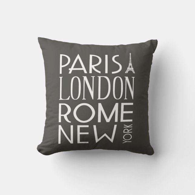 Paris, Londres, Rome et New York Coussin (Recto)