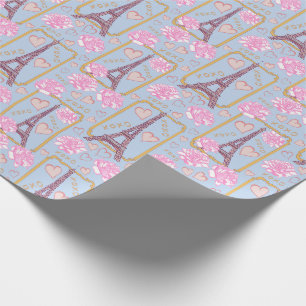 Paris Love Hearts, Roses, XOXO Wrapping Paper