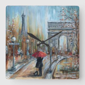 Paris Lovers Square Wall Clock