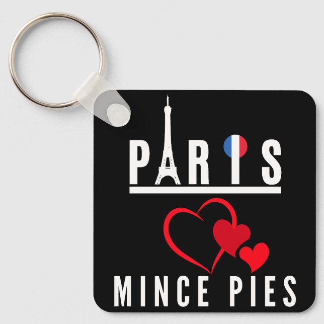 Paris Loves Mince Pies Cityscape Keychain (Front)