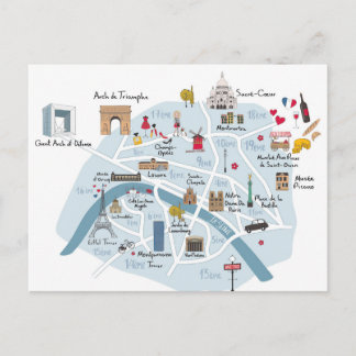 Paris Map Postcard