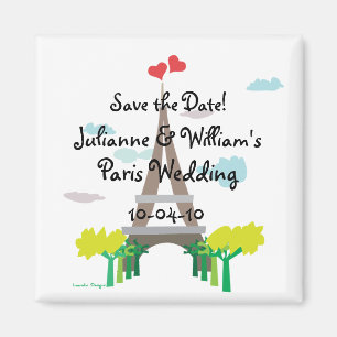 Paris Mariage Enregistrer la date Magnet