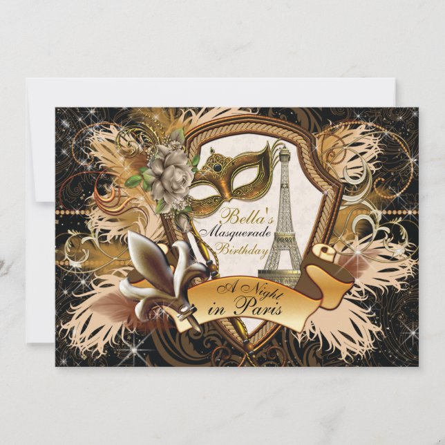 Paris Masquerade Party Invitations (Front)