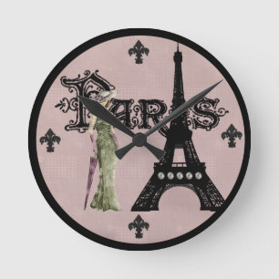 Paris Mauve Round Wall Clock
