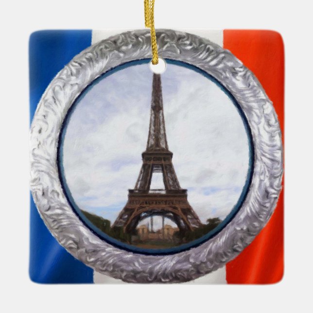 Paris Medallion Ceramic Ornament (Front)