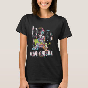 Paris Mon Amour Eiffel Tower Splash Art Graffiti W T-Shirt