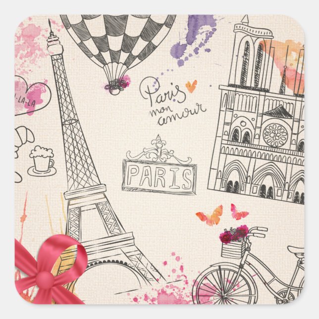 Paris Mon Amour Square Sticker (Front)