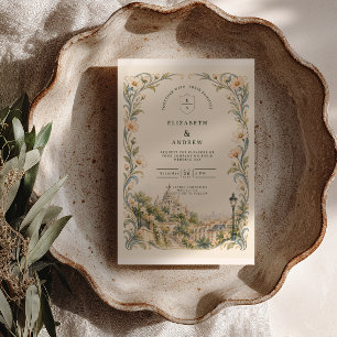 Paris Montmartre Art Nouveau Wedding Invitation