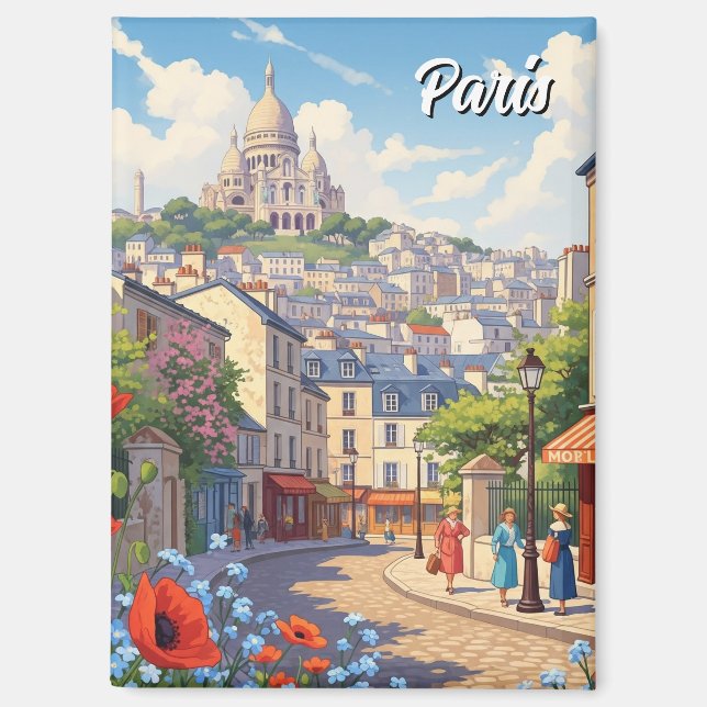 Paris Montmartre Postcard Magnet (Front)