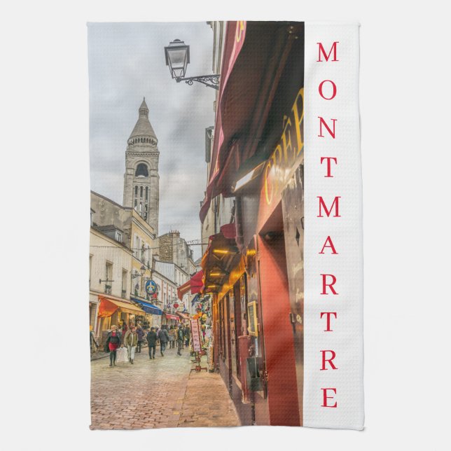 Paris Montmartre vue rue serviette de thé (Vertical)