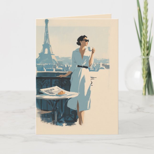 Paris Morning Coffee Elegance Card (Front)