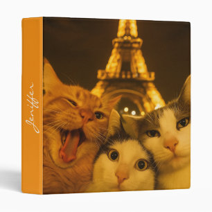 Paris Night Cat Selfie Squad Lover Binder
