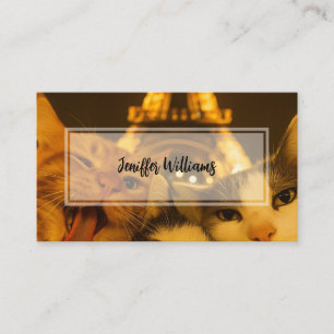 Paris Night Cat Selfie Squad Lover Business Card