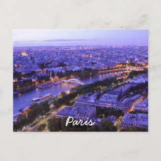 Paris night seine, Paris, France Postcard