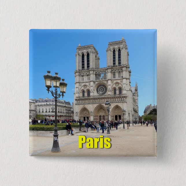 PARIS Notre Dame 2 Inch Square Button (Front)