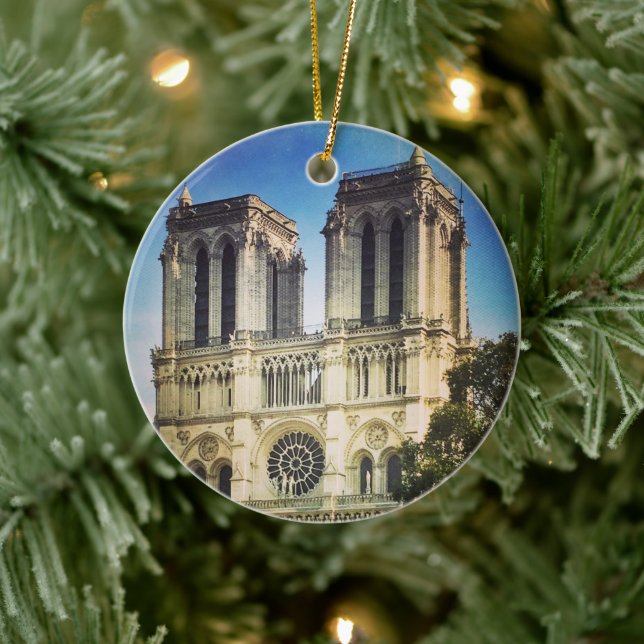 Paris, Notre Dame Cathedral Personalised Ceramic Ornament (Tree)