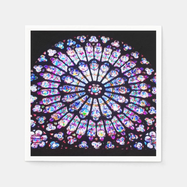 Paris Notre Dame stained glass - The Rose Window Napkin (Front)