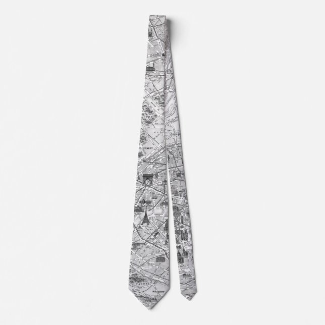 Paris Old Map Tie (Front)