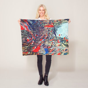 Paris on National Day, Claude Monet Fleece Blanket