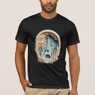 Paris Papercut Style Men's Black T-shirt
