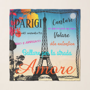 Paris Parigi Italian Travel Souvenir Poster Scarf