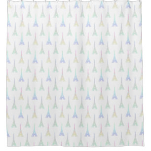 Paris Pastel Rainbow Eiffel Tower Shower Curtain