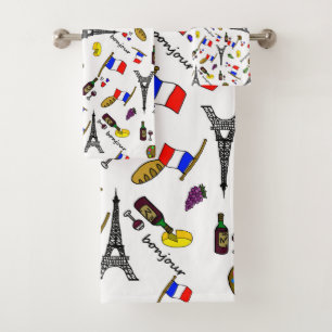 Paris Pattern French Bathroom Towel Set