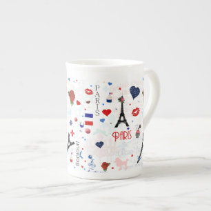 Paris pattern with Eiffel Tower Bone China Mug