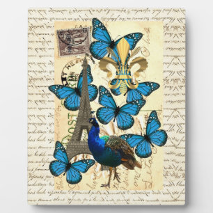 Paris, peacock and butterflies plaque