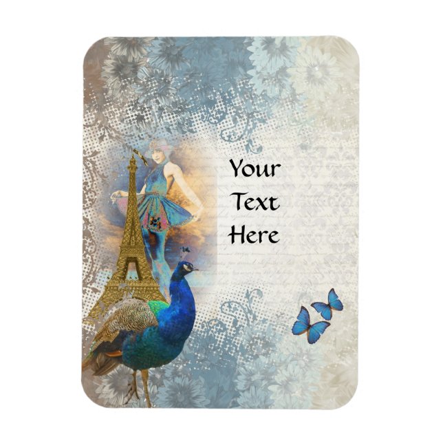 Paris peacock collage magnet (Vertical)