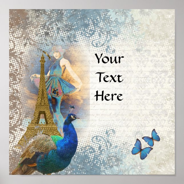 Paris peacock collage poster (Front)
