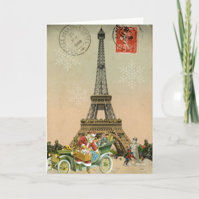 Paris Père Noël et carte de Noël de bonhomme de (Devant)