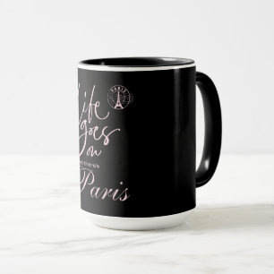 Paris pink, & black  mug