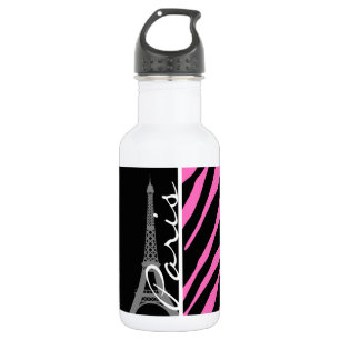 Paris; Pink & Black Zebra Print 532 Ml Water Bottle