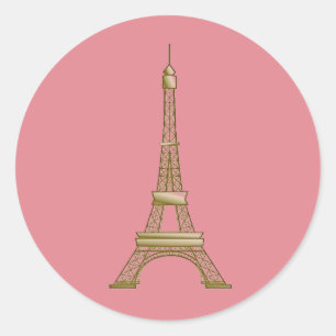 Paris Pink & Gold Eiffel Tower Classic Round Sticker