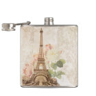 Paris Pink Rose Vintage Romantic Flask