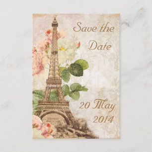 Paris Pink Rose Vintage Romantic Save the Date Invitation