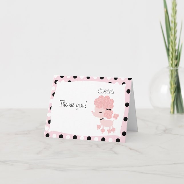 Paris Poodle Pink Dot Folded Thank you (Front)
