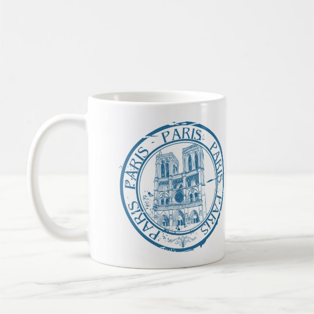 Paris Postage Cancellation Stamp Coffee Mug (Left)