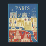 Paris - Postal Postcard<br><div class="desc">Postal con ilustración de cubierta de una guía de viajes.</div>