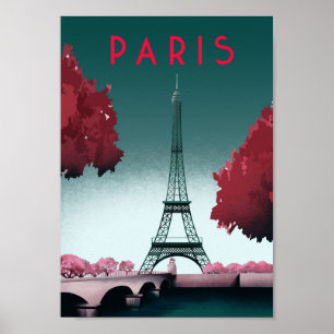 Paris   Poster Vintage voyage   Pap Matte amélioré