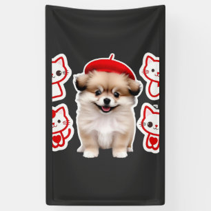 Paris Pup & Kitty Crew � Cute Beret Dog and Cat Banner
