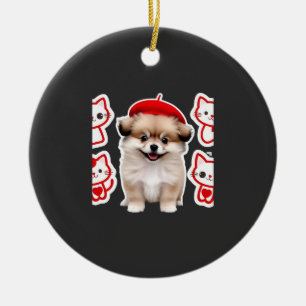 Paris Pup & Kitty Crew � Cute Beret Dog and Cat Ceramic Ornament