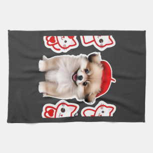Paris Pup & Kitty Crew � Cute Beret Dog and Cat Kitchen Towel