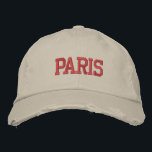 PARIS Red Embroidery Vintage Style Embroidered Hat<br><div class="desc">PARIS Red Embroidered vintage style distressed beige cotton hat. Makes a wonderful gift for anybody who loves Paris France! If you would prefer to have your personal text then simply select "Personalize this template" details button to enter your choice of custom text. Embroidery is also customizable to other colour choices...</div>
