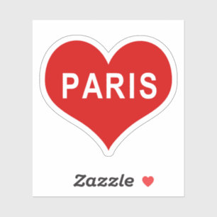 PARIS Red Love Heart Vinyl Sticker