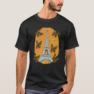Paris Retro Eiffel Tower Butterfly France Love Fre T-Shirt