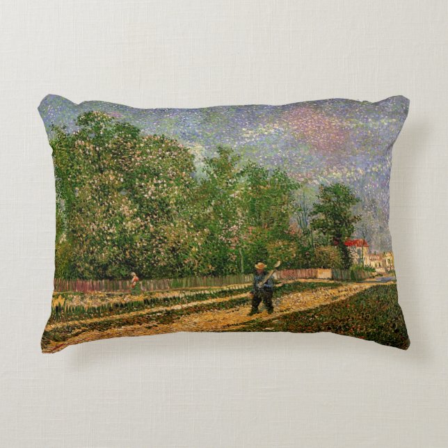 Paris Road with Peasant by Vincent van Gogh Accent Pillow (Front)